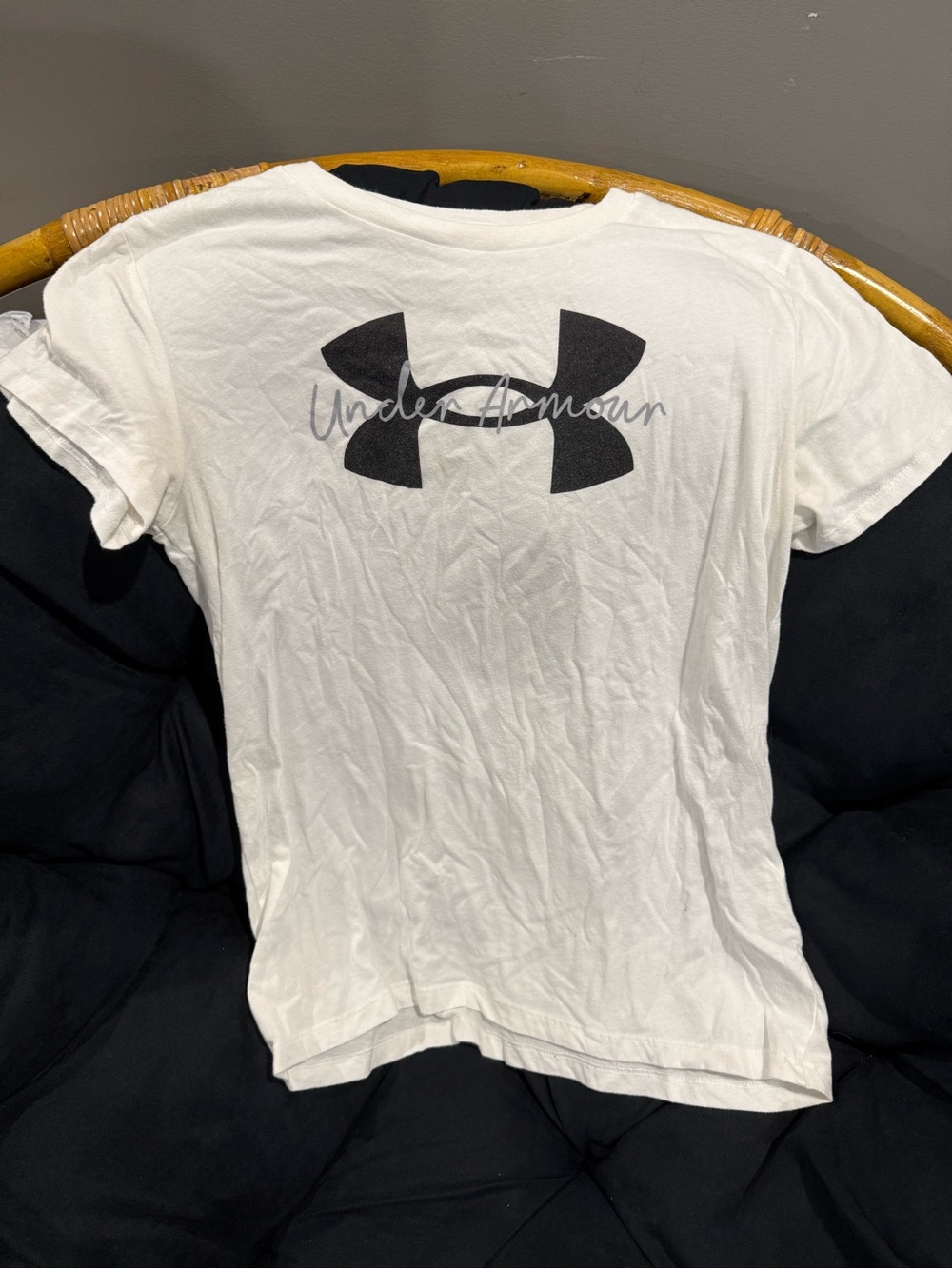 Under Armour White Short Sleeve Shirt with Black Logo
